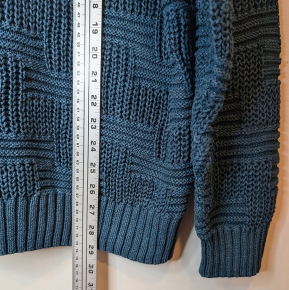 Vintage Woods & Gray Dark Teal Patterned Knit Turtle Neck Women Large Oversized - Picture 9 of 10